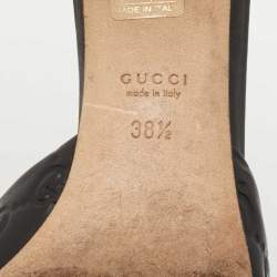 Pre Owned Gucci Black Guccissima Leather Horsebit Slide Sandals Size 38.5