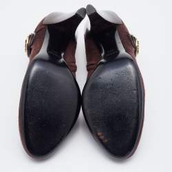 Gucci Brown Suede and Patent Leather Hysteria Ankle Booties Size 38