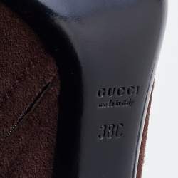Gucci Brown Suede and Patent Leather Hysteria Ankle Booties Size 38