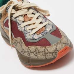 Pre Owned Gucci Multicolor GG Supreme and Canvas Rhyton Sneakers Size 38