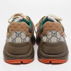 Pre Owned Gucci Multicolor GG Supreme and Canvas Rhyton Sneakers Size 38
