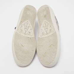 Gucci Beige/Navy Blue GG Supreme Canvas and Leather Low Top Sneakers Size 36