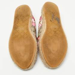 Pre Owned Gucci Beige/Brown GG Floral Print Supreme Canvas Espadrille Flats Size 36