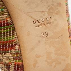 مملوكة مسبقًا Gucci Multicolor GG Raffia and Leather Cap Toe Horsebit Ballet Flats Size 39