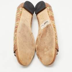 مملوكة مسبقًا Gucci Multicolor GG Raffia and Leather Cap Toe Horsebit Ballet Flats Size 39