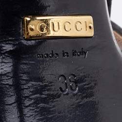 Pre Owned صندل غوتشي شعر حصان مطبوع نقشة الفهد بني/أسود مقدمة مفتوحة نعل سميك مقاس 39