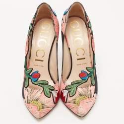 مملوكة مسبقًا Gucci Black/Pink Floral Satin Ophelia Pumps Size 40.5