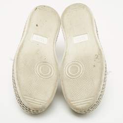Gucci White Leather And Bee Web Detail New Ace Crystal Embellished Platform Sneakers Size 35