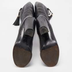 Gucci Black Leather Bamboo Tassel Knee Length Boots Size 39
