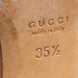 Gucci Brown Leather Interlocking G Buckle Slide Sandals Size 35.5
