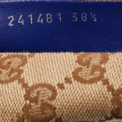 Pre Owned Gucci Brown GG Canvas Bamboo Bow Tassel Ballet Flats Size 38.5