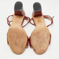 Gucci Burgundy Leather Horsebit Ankle Strap Sandals Size 38