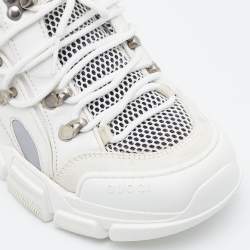  Gucci White/Cream Mesh and Leather Flashtrek Sneakers Size 37