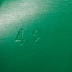 Pre Owned Gucci Green Rubber Embossed Logo Block Heel Slide Sandals Size 42