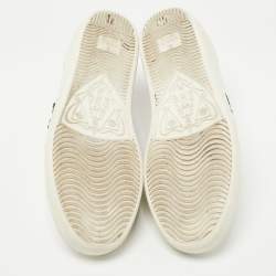 Pre Owned Gucci White/Red Leather and Snake Embossed Leather Ace Pineapple Sneakers Size 37