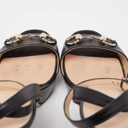 Gucci Black Leather Claudie Ankle Strap Sandals Size 38.5