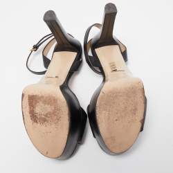 Gucci Black Leather Claudie Ankle Strap Sandals Size 38.5