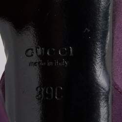 Gucci Purple Satin Crystal Embellished D'orsay Sandals Size 39