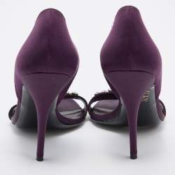 Gucci Purple Satin Crystal Embellished D'orsay Sandals Size 39