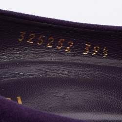 Pre Owned حذاء كعب عالي غوتشي كعب عريض تفاصيل إبزيم سويدي بني مقاس 38.5