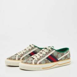 Gucci Green Canvas Tennis 1977 Low Top Sneakers Size 39.5