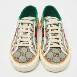 Gucci Green Canvas Tennis 1977 Low Top Sneakers Size 39.5