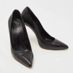 Pre Owned Gucci Black Leather Pointed Toe Pumps Size 36.5