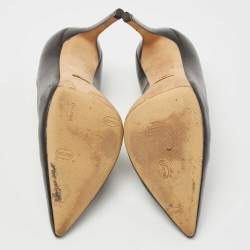 Pre Owned Gucci Black Leather Pointed Toe Pumps Size 36.5