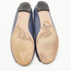 Pre Owned Gucci Grey Microguccissima Patent Leather Horsebit Peep Toe Ballet Flats Size 40