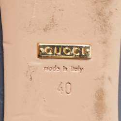 Pre Owned Gucci Grey Microguccissima Patent Leather Horsebit Peep Toe Ballet Flats Size 40