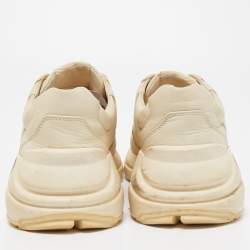 Gucci Beige Leather Rhyton Low Top Sneakers Size 40
