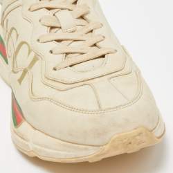 Gucci Beige Leather Rhyton Low Top Sneakers Size 40