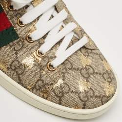 Gucci Brown Canvas and Leather Ace Low Top Sneakers Size 36.5 