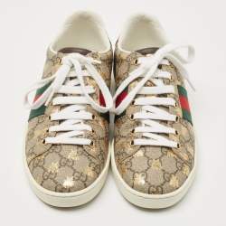 Gucci Brown Canvas and Leather Ace Low Top Sneakers Size 36.5 