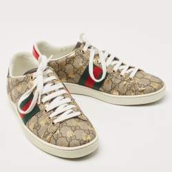 Gucci Brown Canvas and Leather Ace Low Top Sneakers Size 36.5 
