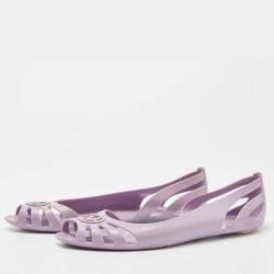Pre Owned Gucci Purple Rubber GG Ballet Flats Size 37