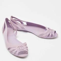 Pre Owned Gucci Purple Rubber GG Ballet Flats Size 37