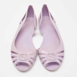 Pre Owned Gucci Purple Rubber GG Ballet Flats Size 37