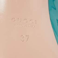 Pre Owned Gucci Green Patent Leather Sofia Peep Toe Slingback Sandals Size 37