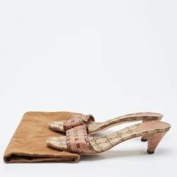 مملوكة مسبقًا Gucci Brown Leather Slide Sandals Size 37.5