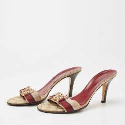 Gucci Beige GG Canvas Hysteria Slide Sandals Size 39