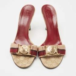 Gucci Beige GG Canvas Hysteria Slide Sandals Size 39