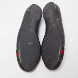 Gucci Black Guccissima Leather Web Ballet Flats Size 37.5