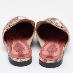 Pre Owned Gucci Multicolor Blooms Print GG Supreme Canvas Princetown Mule Sandals Size 39.5