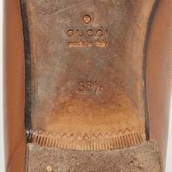 Pre Owned Gucci Brown Leather Web Horsebit Loafers Size 38.5