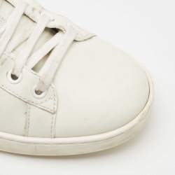 Pre Owned Gucci White Leather Embroidered Bee Ace Sneakers Size 39.5