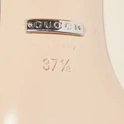 Gucci Cream Leather Crystal G Mid Heel Pumps Size 37.5