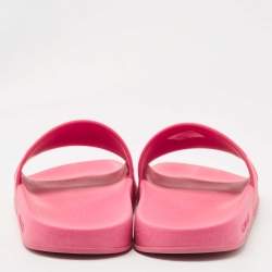 Gucci Pink Rubber Interlocking G Logo Slide Flats Size 37