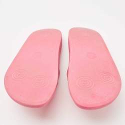 Gucci Pink Rubber Interlocking G Logo Slide Flats Size 37