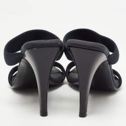 Gucci Navy Blue Canvas Slide Sandals Size  38.5